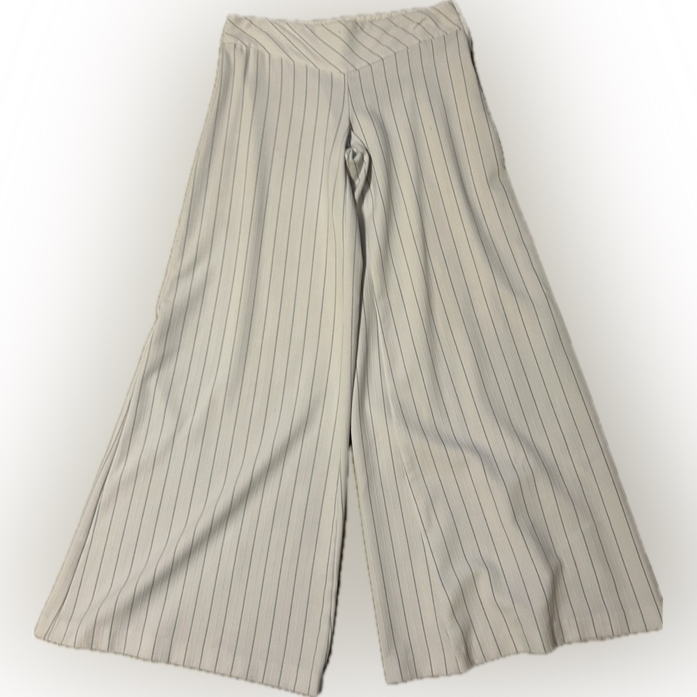 White pinstripe trousers